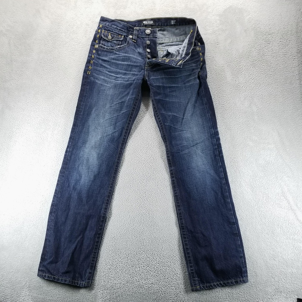 MEK Denim Jeans Mens 33x34 Blue Tucker Straight Dark Wash Flap Pockets